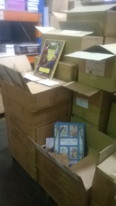 Christmas Press books in DJA warehouse